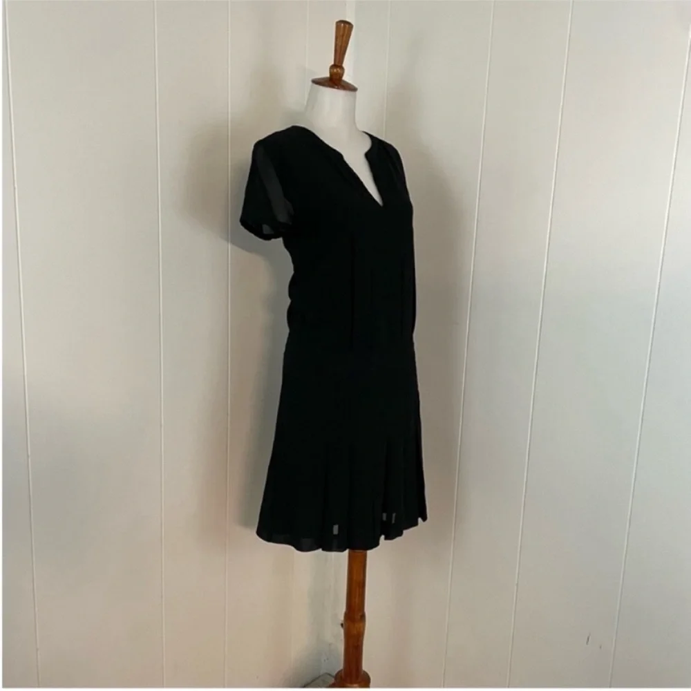 Comptoir Des Cotonniers Black Mini Dress‎ Women’s L Pleated Short Sleeve